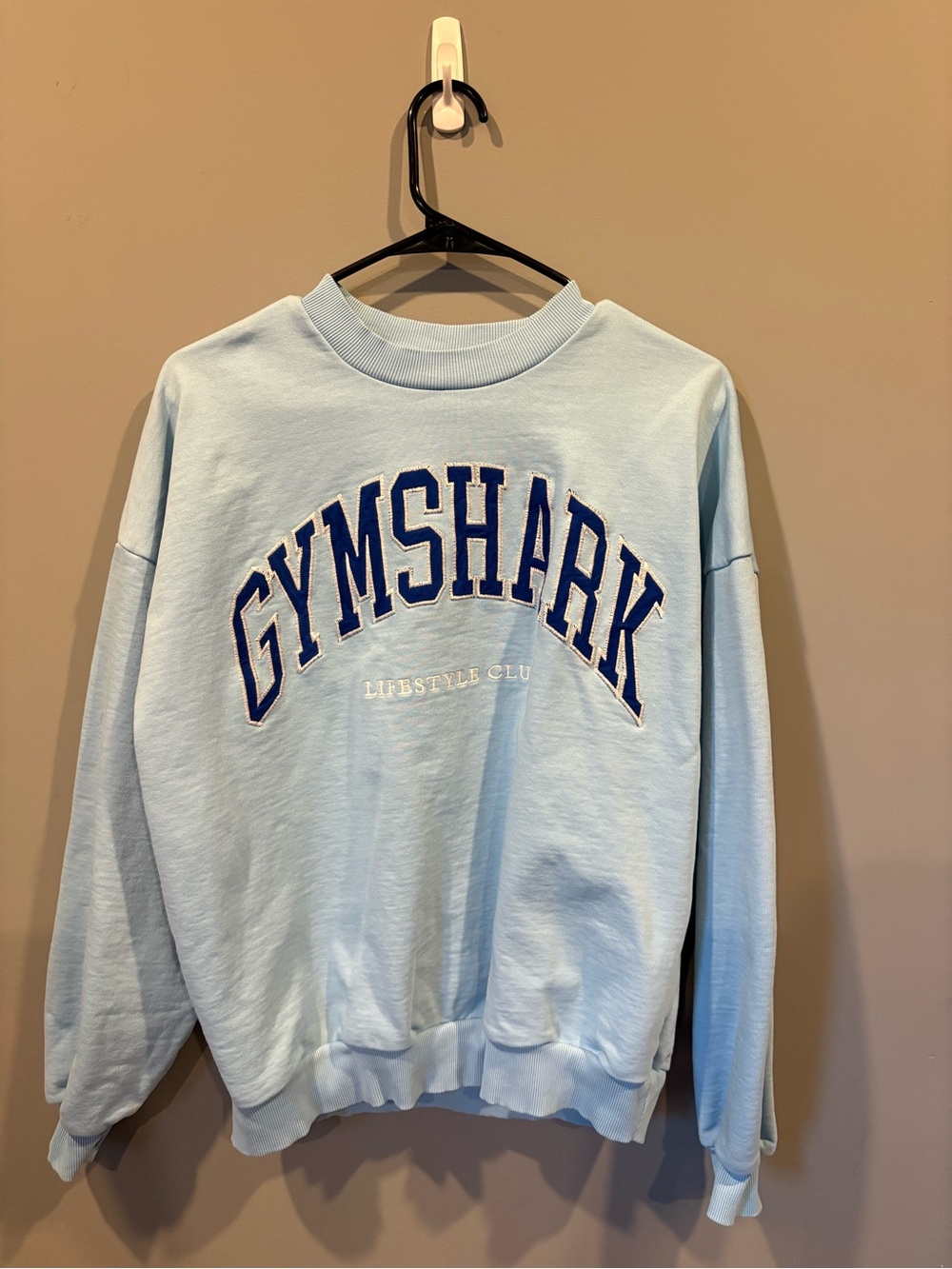 Gymshark Light Blue Crewneck with Navy Logo